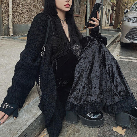 Sonicelife Halloween Fashion Patchwork Lace Solid Flare Pants Women Gothic Dark High Waist Loose Trousers 2023 New Street Suede Pants