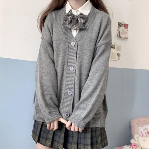 Cardigan Women Solid Oversize Harajuku Loose Sweaters Student Preppy Sweet Girl Cute Knitwear New All-match Soft Hot Sale Basic
